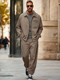 Workwear Inspired Jacket Pants Set Sets coofandy Khaki M
