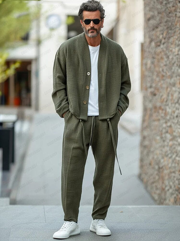 Everyday Comfort Waffle 2-Piece Set Sets coofandy Army Green M
