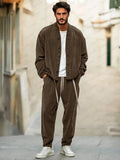 Effortless Style Corduroy Jacket Set Sets coofandy Brown M