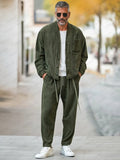 Refined Comfort Suede Jacket Set Sets coofandy Army Green M