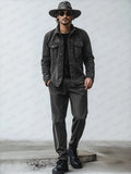 Classic 100% Cotton Cargo Jacket Set Sets coofandy Gray M