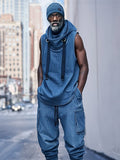 Active Denim 2-Piece Streetwear Set Sets coofandy