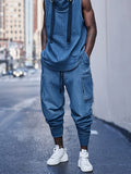 Active Denim 2-Piece Streetwear Set Sets coofandy