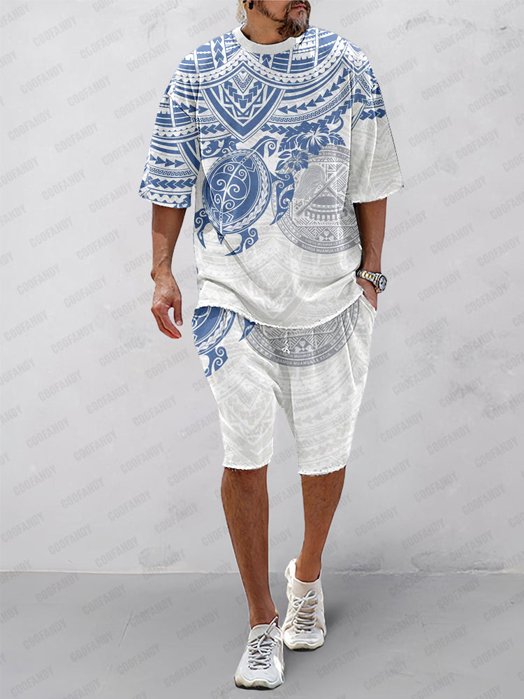 Check Textured T-Shirt & Shorts Co-Ord Set
