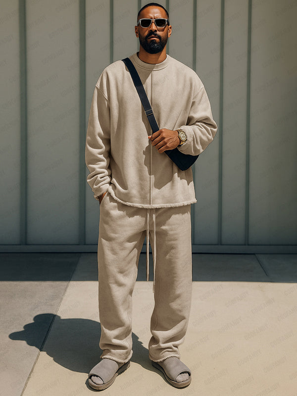 Trendy Raw Hem Cotton Casual Set