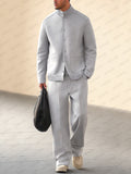 Effortless Stand Collar Jacket Pants Set