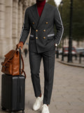 Modern Contrast Tape Business Suit Set