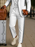 Stylish Stripe Panel Blazer Pants Set