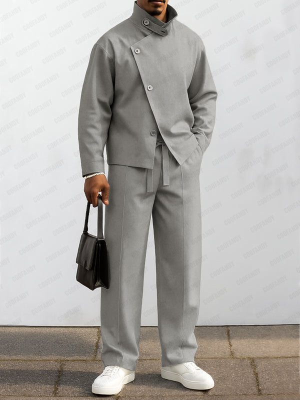 Urban Asymmetric Front Jacket Pant Set