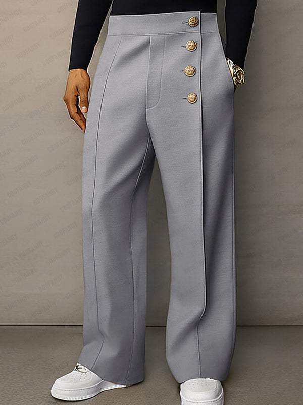 Casual Refined Button Detail Suit Pants