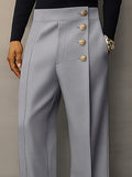 Casual Refined Button Detail Suit Pants