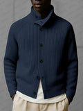 Premium Knit Button Turtleneck Cardigan