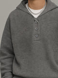 Casual Relaxed Rib-Knit Sweater Hoodie