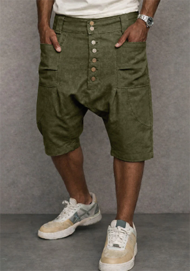 Casual 100% Cotton Drop Crotch Harem Shorts