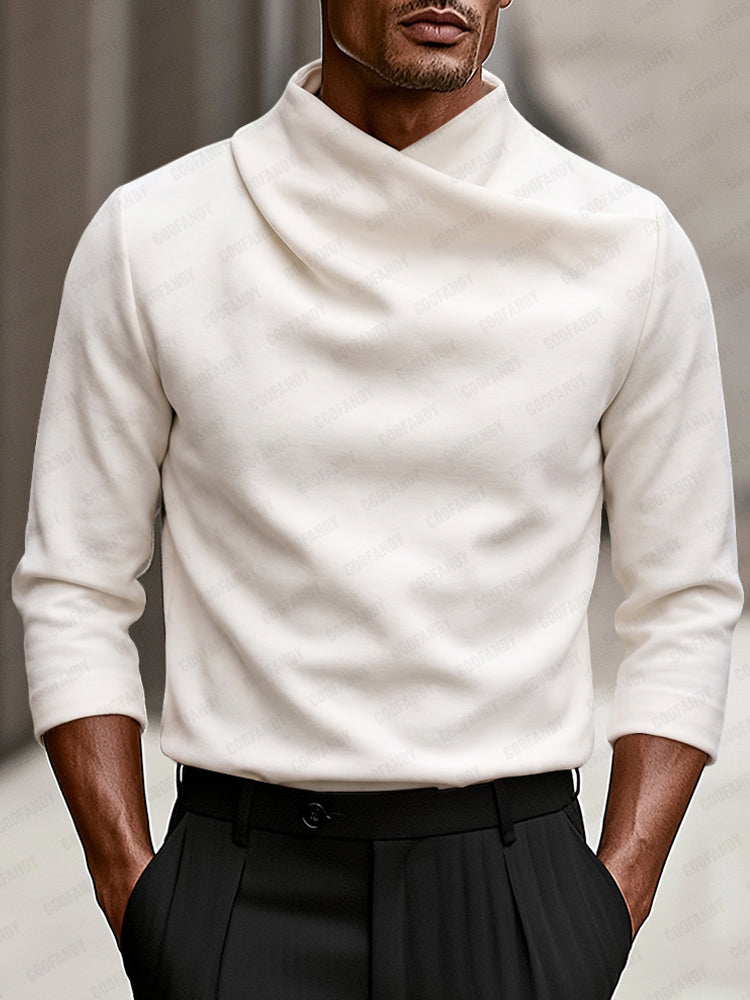 Modern Stretch Crossover Mock Neck Top