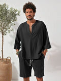 Leisure Simple 100% Cotton 2-Piece Outfits Sets coofandy Black M
