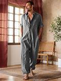 Serene Comfort 100% Cotton Jumpsuit Jumpsuit coofandy Grey M