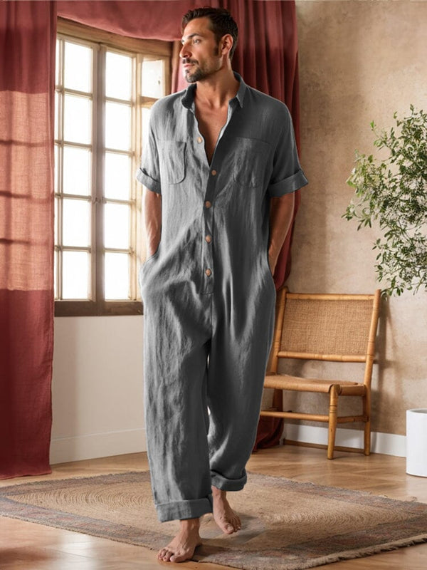 Serene Comfort 100% Cotton Jumpsuit Jumpsuit coofandy Grey M