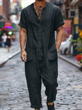 Casual 100% Cotton Multi Pockets Jumpsuit Jumpsuit coofandy