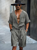 Leisure Simple Linen Blend Jumpsuit Jumpsuit coofandy Dark Grey M