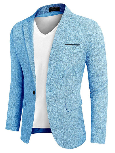 Slim Fit One Button Blazer Jacket (US Only) Blazer coofandy Sky Blue S 