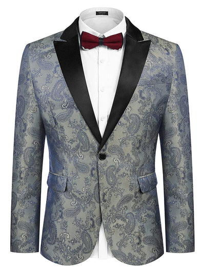 Floral Tuxedo Paisley Suit Jacket (US Only) Blazer coofandy Blue S 