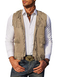 Western Cowboy Fringe Suede Vest (US Local) Vest coofandy Khaki S