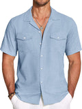 Casual Cuban Collar Summer Shirt (US Only) Shirts coofandy Clear Blue S