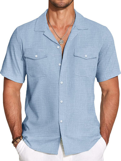 Casual Cuban Collar Summer Shirt (US Only) Shirts coofandy Clear Blue S 