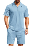 Athleisure 2 Pieces Jogging Outfits Sets coofandy Light Blue S