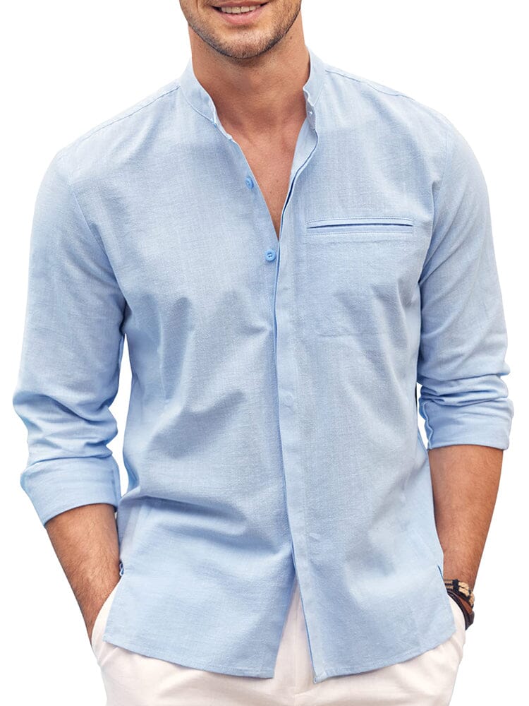 Classic fit Long Sleeve Cotton Shirt (US Only) Shirts coofandy Sky Blue S 