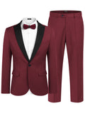 Formal 2-Piece Suit Set (US Only) Blazer coofandy Wine Red XS