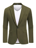 Casual One Button Knit Suit Jacket (US Only) Blazer coofandy Army Green S