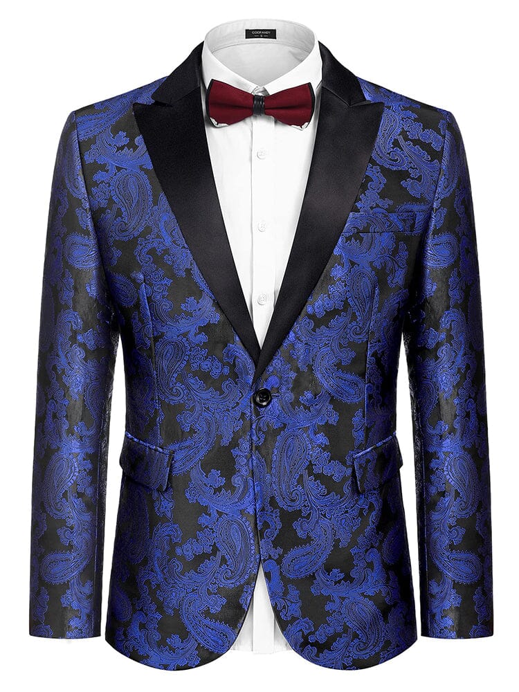 Floral Tuxedo Paisley Suit Jacket (US Only) Blazer coofandy Blue/Black S 