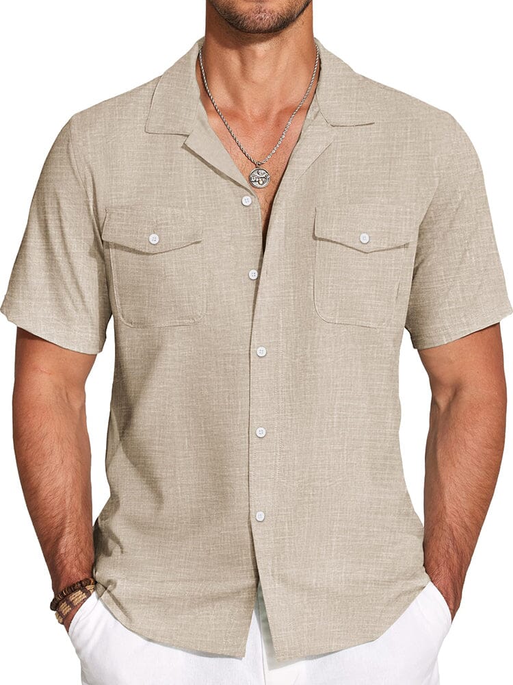 Casual Cuban Collar Summer Shirt (US Only) Shirts coofandy Light Brown S 