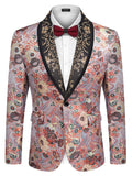Luxury Floral Tuxedo Embroidered Blazer (US Only) Blazer coofandy Pink S