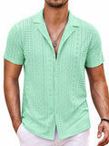 Coastal Chic Openwork Shirt (US Only) Shirts coofandy Mint Green S