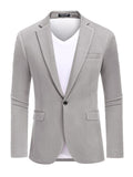 Casual One Button Knit Suit Jacket (US Only) Blazer coofandy Light Grey S
