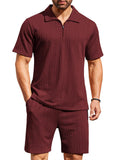 Athleisure 2 Pieces Jogging Outfits Sets coofandy Wine Red S