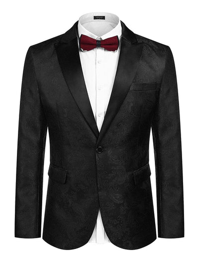 Floral Tuxedo Paisley Suit Jacket (US Only) Blazer coofandy Black S 