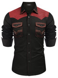 Vintage Embroidered Western Cowboy Shirt (US Only) Shirts coofandy Black & Red S