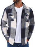 Casual Flannel Plaid Shirt Jacket (US Only) Jackets coofandy Blue S