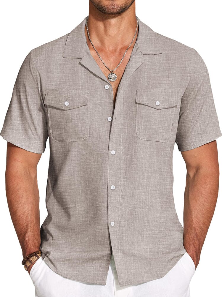 Casual Cuban Collar Summer Shirt (US Only) Shirts coofandy Khaki S 