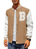 Stylish Letter Baseball Varsity Jackets (US Only) Jackets coofandy Khaki S
