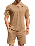 Athleisure 2 Pieces Jogging Outfits Sets coofandy Khaki S