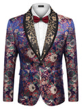 Luxury Floral Tuxedo Embroidered Blazer (US Only) Blazer coofandy Blue S