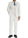 3-Piece Cotton Linen Suit Set (US Only) Suit Set coofandy White S