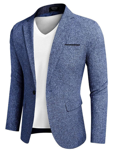 Slim Fit One Button Blazer Jacket (US Only) Blazer coofandy Dark Blue S 