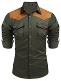 Vintage Embroidered Western Cowboy Shirt (US Only) Shirts coofandy Army Green S