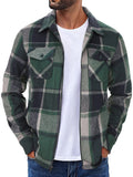 Casual Flannel Plaid Shirt Jacket (US Only) Jackets coofandy Army Green S
